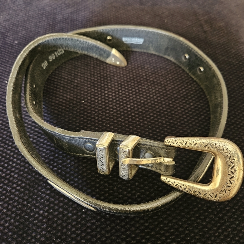 Vintage Brighton Leegin Black Leather Belt ~ Size 28" (Small)
